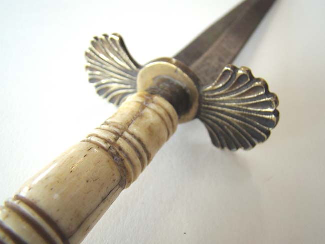 A Napoleonic Period British Naval Dirk with 8 1/2" engraved blade and original brass scabbard circa 1800-1820. — image 2